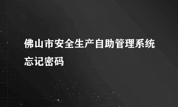 佛山市安全生产自助管理系统忘记密码