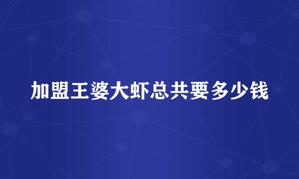 加盟王婆大虾总共要多少钱