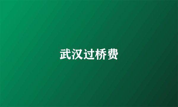 武汉过桥费