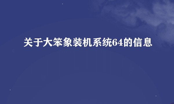 关于大笨象装机系统64的信息