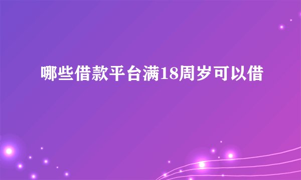 哪些借款平台满18周岁可以借