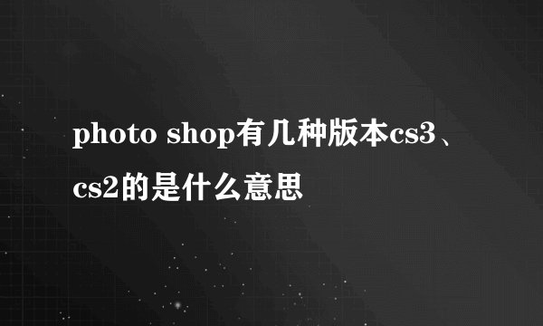 photo shop有几种版本cs3、cs2的是什么意思