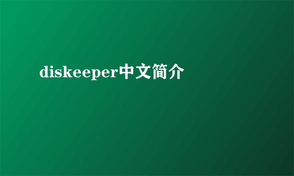 diskeeper中文简介