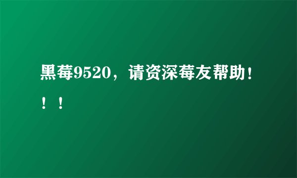 黑莓9520，请资深莓友帮助！！！