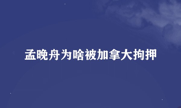 孟晚舟为啥被加拿大拘押