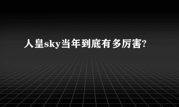 人皇sky当年到底有多厉害?