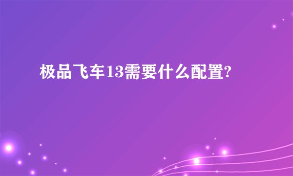 极品飞车13需要什么配置?