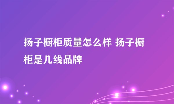 扬子橱柜质量怎么样 扬子橱柜是几线品牌