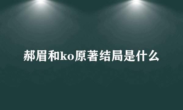 郝眉和ko原著结局是什么