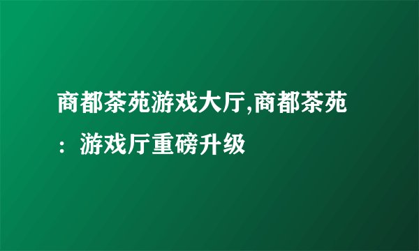 商都茶苑游戏大厅,商都茶苑：游戏厅重磅升级
