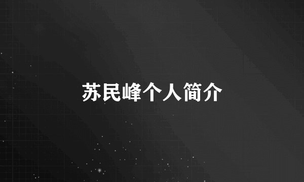 苏民峰个人简介