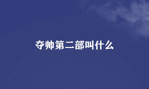 夺帅第二部叫什么