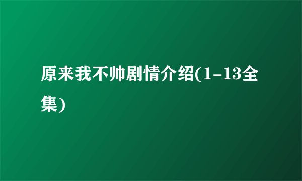 原来我不帅剧情介绍(1-13全集)