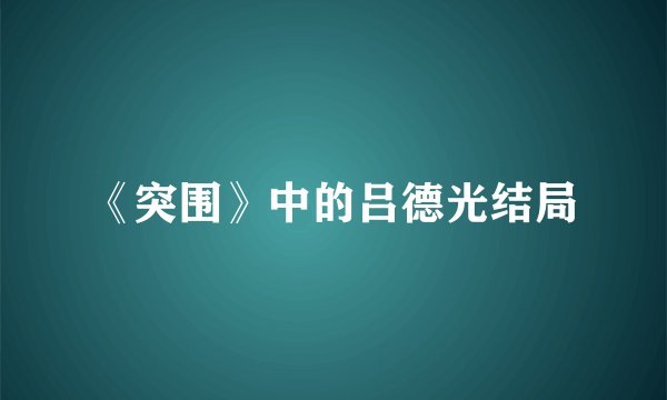 《突围》中的吕德光结局