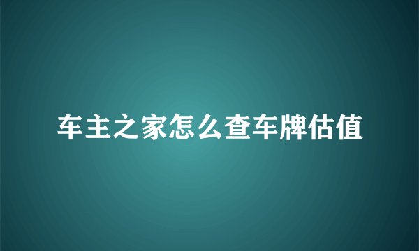 车主之家怎么查车牌估值
