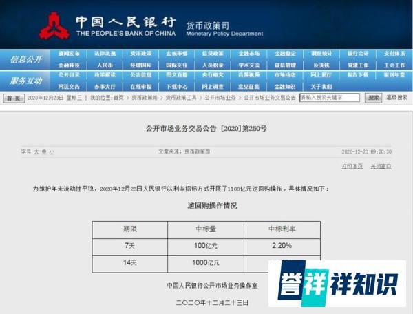 央行23日开展1100亿逆回购，实现净投放1000亿