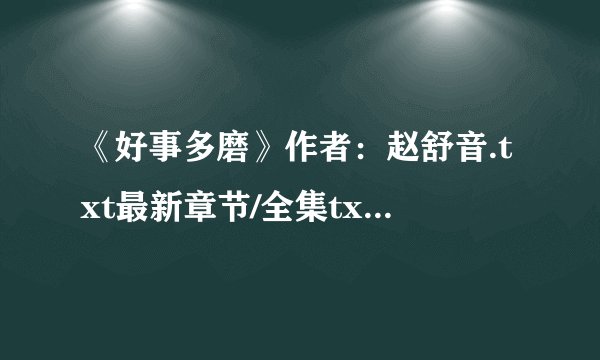 《好事多磨》作者：赵舒音.txt最新章节/全集txt免费下载