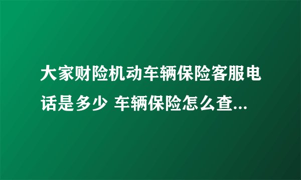 大家财险机动车辆保险客服电话是多少 车辆保险怎么查询,有哪些方法