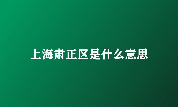 上海肃正区是什么意思