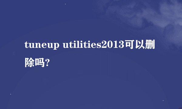 tuneup utilities2013可以删除吗?