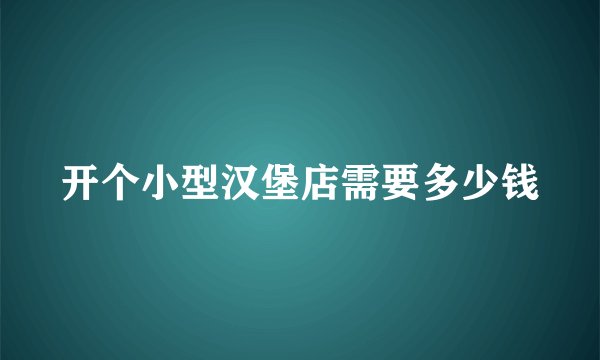 开个小型汉堡店需要多少钱