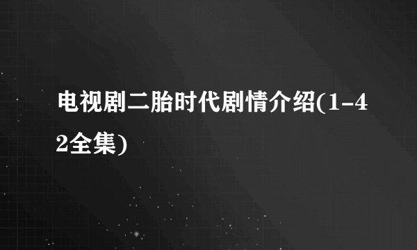 电视剧二胎时代剧情介绍(1-42全集)