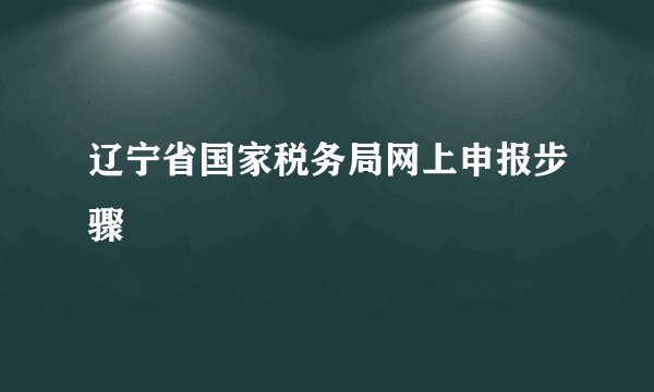 辽宁省国家税务局网上申报步骤