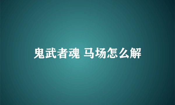 鬼武者魂 马场怎么解