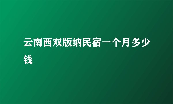 云南西双版纳民宿一个月多少钱