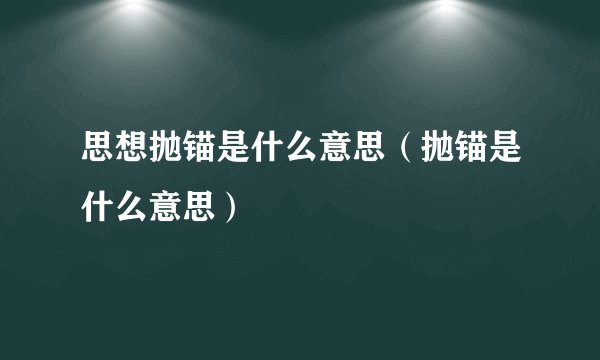 思想抛锚是什么意思（抛锚是什么意思）