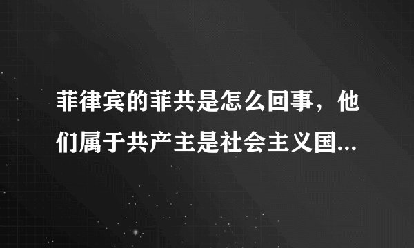 菲律宾的菲共是怎么回事，他们属于共产主是社会主义国家是资本主义吗？