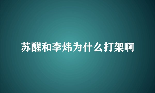 苏醒和李炜为什么打架啊