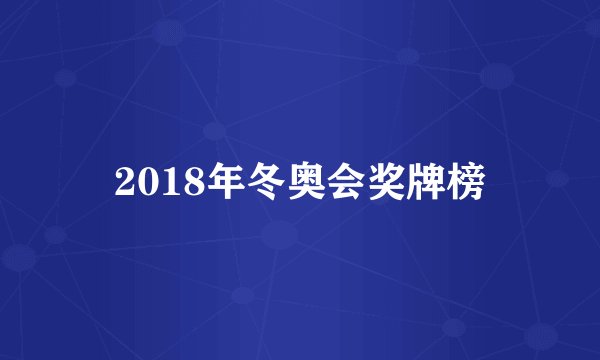 2018年冬奥会奖牌榜