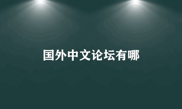 国外中文论坛有哪
