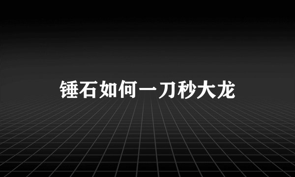 锤石如何一刀秒大龙
