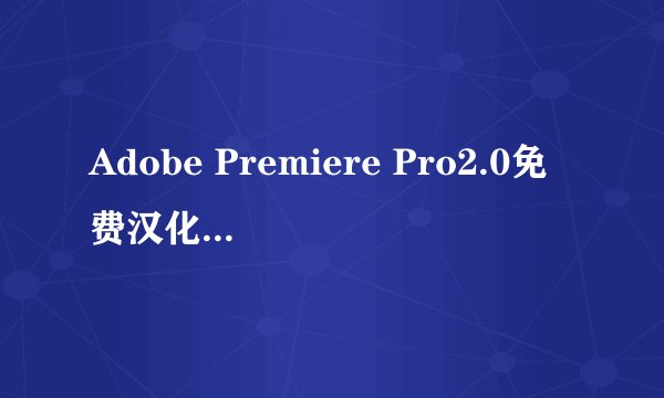Adobe Premiere Pro2.0免费汉化版下载地址