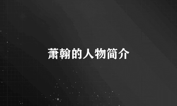 萧翰的人物简介