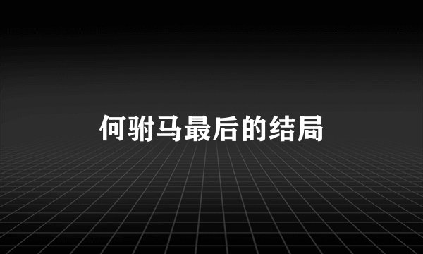 何驸马最后的结局