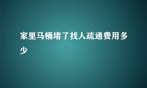 家里马桶堵了找人疏通费用多少