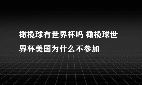 橄榄球有世界杯吗 橄榄球世界杯美国为什么不参加