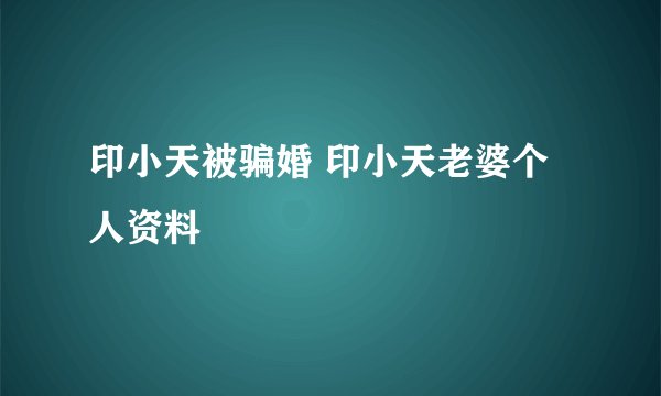 印小天被骗婚 印小天老婆个人资料