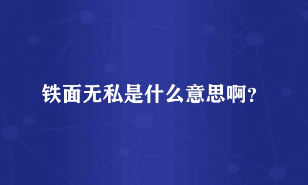 铁面无私是什么意思啊？