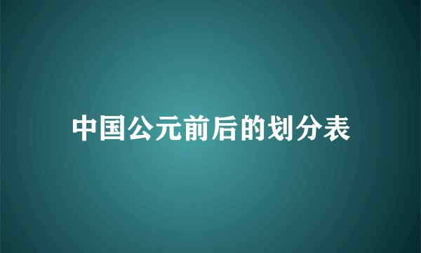 中国公元前后的划分表