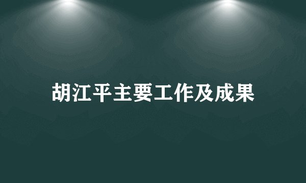 胡江平主要工作及成果