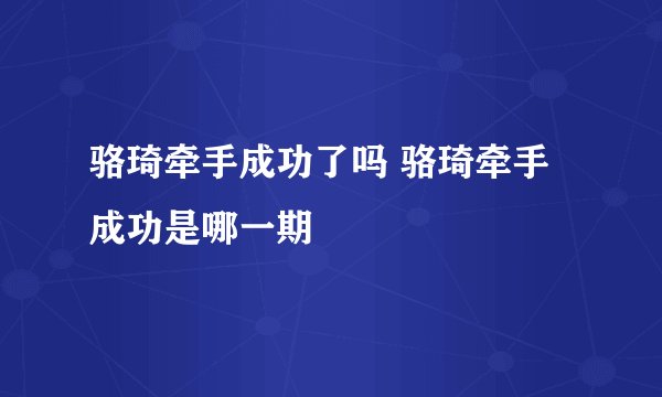 骆琦牵手成功了吗 骆琦牵手成功是哪一期