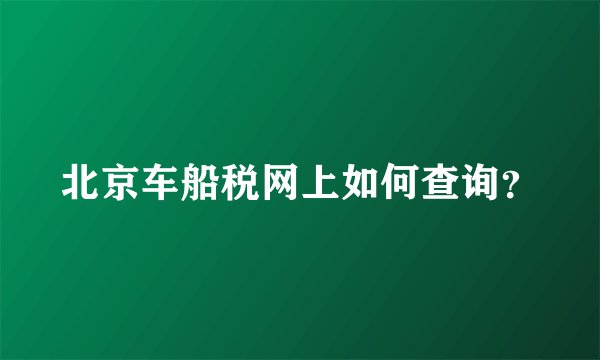 北京车船税网上如何查询？
