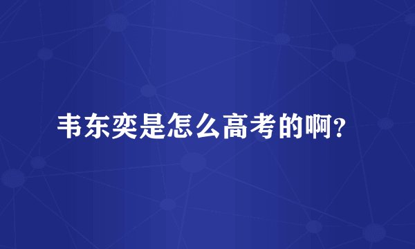 韦东奕是怎么高考的啊？
