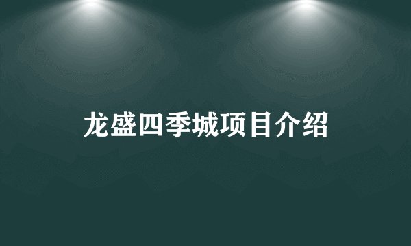 龙盛四季城项目介绍