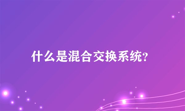 什么是混合交换系统？