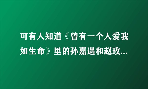 可有人知道《曾有一个人爱我如生命》里的孙嘉遇和赵玫的原型？这个小说是根据真实写的